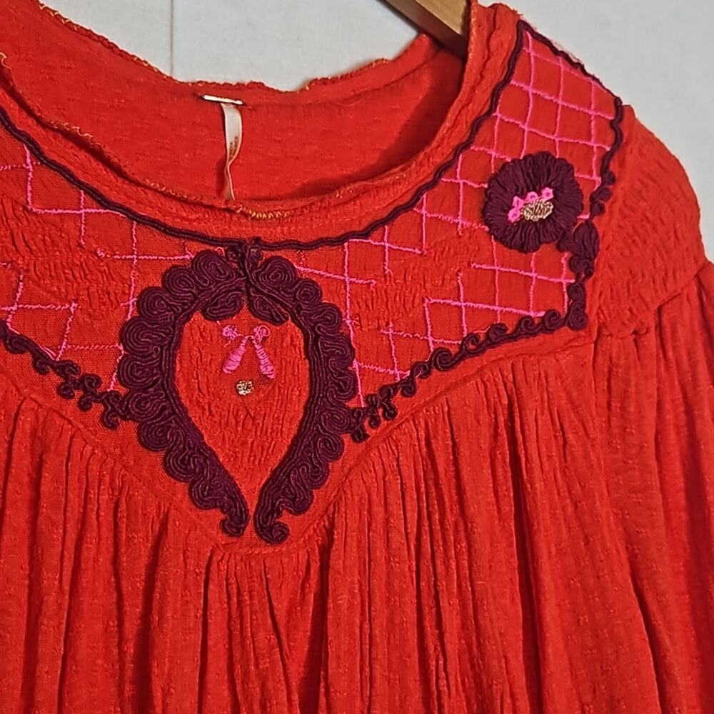 Free People Red Begonia Embroidered Top - Picture 3 of 9